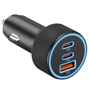 USB C Car Charger, 3-Port 67W Dual USB-C & USB-A Car Power Adapter PD/QC Fast Charging Cigarette Lighter for iPhone 17/16/15/14/13/12/11 Pro Max, iPad, Samsung Galaxy S25 S24/S23/S22, Pixel, Android