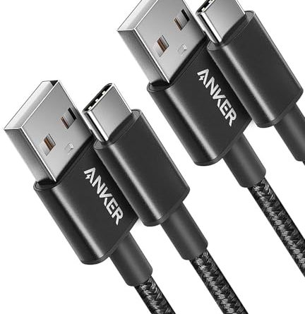 Anker Cable [2 Pack, 3FT], USB A to USB C Cable for iPhone 17 Series,Samsung Galaxy S10 S10+, LG V30, Beats Fit Pro and More (Black)