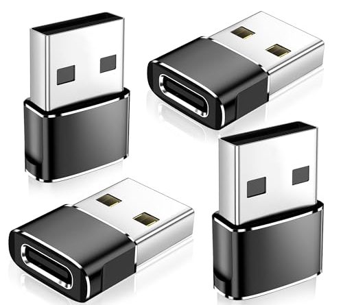 𝟒𝐏𝐚𝐜𝐤 𝐔𝐩𝐠𝐫𝐚𝐝𝐞𝐝 USB to USB C Adapter,Type-C Female to A Male Charger Converter for iPhone 17 Charger,iWatch Ultra SE 9 10,iPhone 17 Pro Max 16 15 12,Samsung S25,AirPods,iPad,Car,PS4