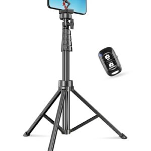SENSYNE 62" Phone Tripod & Selfie Stick, Extendable Cell Phone Tripod Stand with Wireless Remote and Phone Holder, Compatible with iPhone Android Phone, Camera