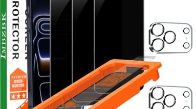 IMBZBK [Auto-Dust Removal] 3 Pack Privacy Screen Protector for iPhone 17 Pro Max [6.9 INCH] Anti Spy Private Accessories, Case Friendly Film, Military Grade Tempered Glass 3 Camera Lens Protector