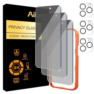 Ailun 3 Pack Privacy Screen Protector for iPhone 16 Pro Max [6.9 inch]+ 3 Pack Camera Lens Protector,Dynamic Island Compatible,Anti Spy Tempered Glass[9H Hardness][Not for iPhone 16e/16/16Pro/16Plus]