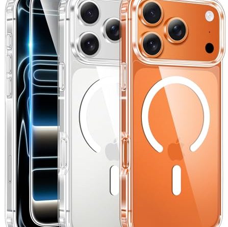 FNTCASE for iPhone 17 Pro Case: Compatible with Magsafe Clear Magnetic Phone Cases with Screen Protector Anti-Yellowing Shockproof Protective Rugged Transparent Cover - 6.3 inch (A-Clear)