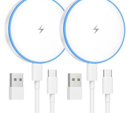 MagSafe Charger 2 Pack 15W Magnetic Wireless Charger Fast Charging Pad Compatible with iPhone 17/16/15/14/13/12 Series & AirPods 3/2/Pro Magnetic MagSafe Charging Pad with Dual Ports