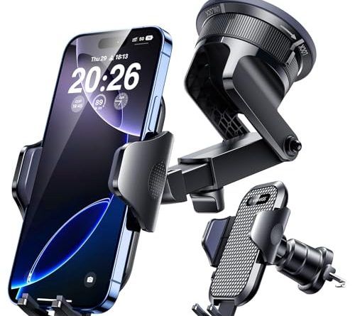[2025 True Military-Grade] Car Phone Holder VANMASS [Upgraded Strongest Suction & Clip] Cell Phone Mount for Dashboard Windshield Vent Wall,Truck Cradle Stand for iPhone 17 Pro Max 16 15 14 13 Android
