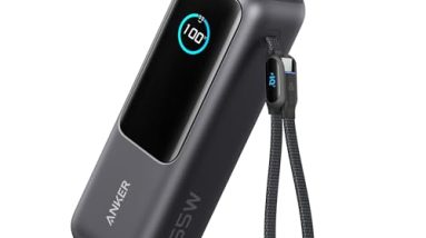 Anker Laptop Power Bank, 25,000mAh Portable Charger with Triple 100W USB-C Ports, Built-in Retractable Cables, Flight-Approved for Travel, iPhone 16/15 Series, MacBook, Samsung, and More