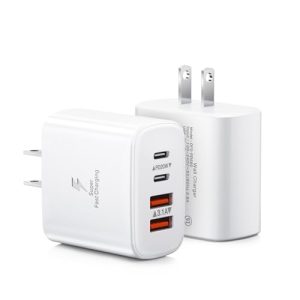 USB C Charger Block, 2-Pack 40W 4-Port USB C Wall Charger Fast Charging Dual Port PD Power Adapter+QC Double Wall Plug Multiport Type C Brick Chargers for iPhone 16 15 14 13 12 11 Pro Max XS,Samsung