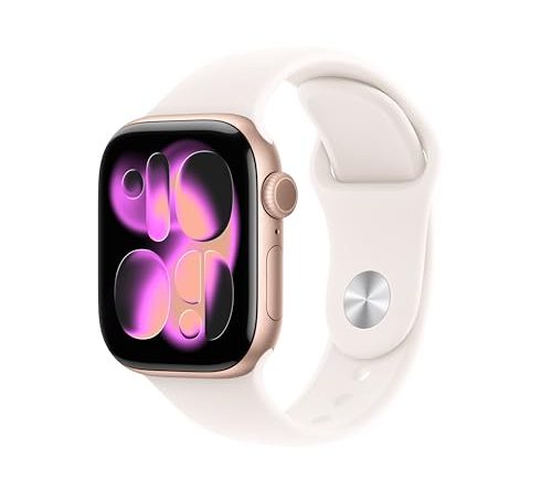 Apple Watch Series 11 [GPS 42mm] Smartwatch with Rose Gold Aluminum Case with Light Blush Sport Band - S/M. Sleep Score, Fitness Tracker, Health Monitoring, Always-On Display, Water Resistant