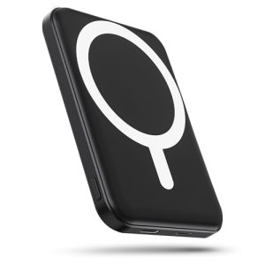 podoru for Magsafe Battery Pack, 5000mAh Magnetic Power Bank with Type-C Cable 20W PD Fast Charging Lighting Input Wireless Portable Charger for iPhone 17/16/15/14/13/12/ All Series-Black