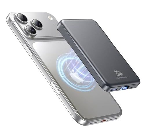 Magnetic Portable Charger, 10000mAh Power Bank, 20W Fast Charging for Magsafe Battery Pack, Travel Essential Wireless Charger Compatible with iPhone 17/16/15/14/13/12 Pro/Max/Air/Plus Series, Samsung