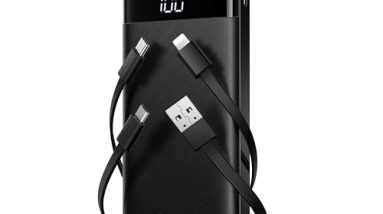 charmast Portable Charger with Built in Cables, Power Bank with Cords Wires, Slim 10000mAh Travel Battery Pack 6 Outputs 3 Inputs 3A Fast Charging for Samsung Google Pixel LG Moto iPhone iPad