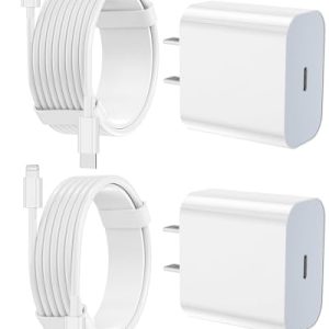 iPhone Charger Fast Charging 2 Pack Type C Wall Charger Block with 2 Pack [6FT&10FT] Long USB C to Lightning Cable for iPhone 14/13/12/12 Pro Max/11/Xs Max/XR/X,AirPods Pro