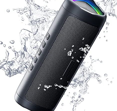 Bluetooth Speaker Gifts for Men: Portable Wireless, IPX5 Waterproof, White Elephant Gifts for Adults, Stocking Stuffers for Teens Boy Girl, Up to 20H Playtime, TWS Pair, for Home/Party/Outdoor (Black)
