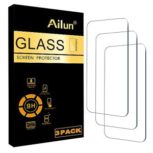 Ailun Screen Protector for iPhone 16 / iPhone 15 / iPhone 15 Pro [6.1 Inch] Display 3 Pack Tempered Glass, Dynamic Island Compatible, Case Friendly [Not for iPhone 16 Pro 6.3 Inch].
