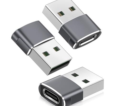 Basesailor USB to USB C Adapter,USBC Female to USB A Male Adapter,Type C Converter Charger for iPhone 17 Pro Max,16 15,Apple Watch iWatch S11 S10 SE,AirPods 3,iPad mini Air,Samsung Galaxy S25,3 Pack