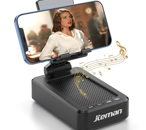 Cell Phone Stand with Wireless Bluetooth Speaker and Anti-Slip Base HD Surround Sound Perfect for Home and Outdoors with Bluetooth Speaker for Desk Compatible with iPhone/ipad/Samsung Galaxy