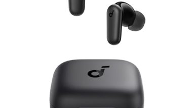 Soundcore P30i by Anker Noise Cancelling Earbuds, Strong and Smart Noise Cancelling, Powerful Bass, 45H Playtime, 2-in-1 Case and Phone Stand, IP54, Wireless Earbuds, Bluetooth 5.4 (Black)