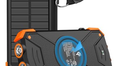 BLAVOR Solar Charger Power Bank 10,000mAh, Portable Wireless Charger, 20W Fast Charging External Battery Pack with USB C for Cell Phones, Solar Panel Charger with Dual Flashlight for Camping