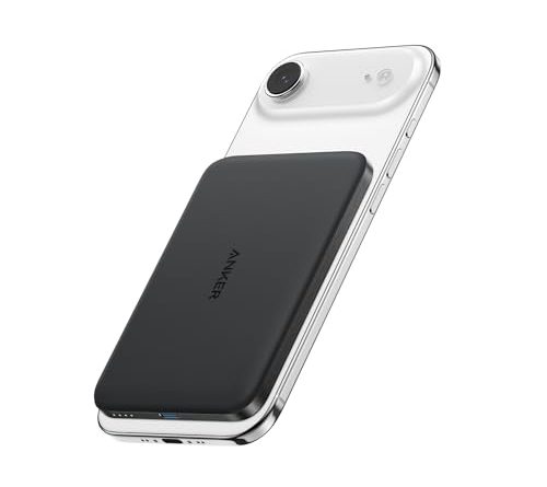 Anker Nano Power Bank, Ultra-Slim 5,000mAh Magnetic Wireless Charging Battery, Qi2 Certified 15W Max MagSafe-Compatible Portable Charger, Ergonomic Design, for iPhone Air/17/16 Series