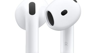 Apple AirPods 4 Wireless Earbuds, Bluetooth Headphones, Personalized Spatial Audio, Sweat and Water Resistant, USB-C Charging Case, H2 Chip, Up to 30 Hours of Battery Life, Effortless Setup for iPhone