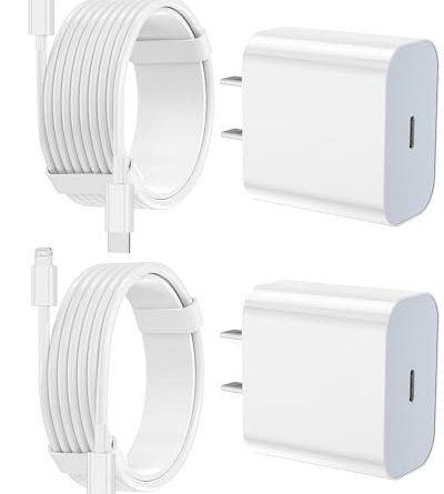 iPhone Charger Fast Charging 2 Pack Type C Wall Charger Block with 2 Pack [6FT&10FT] Long USB C to Lightning Cable for iPhone 14/13/12/12 Pro Max/11/Xs Max/XR/X,AirPods Pro