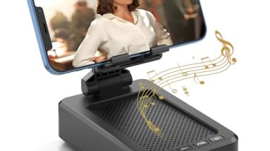 Cell Phone Stand with Wireless Bluetooth Speaker and Anti-Slip Base HD Surround Sound Perfect for Home and Outdoors with Bluetooth Speaker for Desk Compatible with iPhone/ipad/Samsung Galaxy