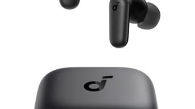 Soundcore P30i by Anker Noise Cancelling Earbuds, Strong and Smart Noise Cancelling, Powerful Bass, 45H Playtime, 2-in-1 Case and Phone Stand, IP54, Wireless Earbuds, Bluetooth 5.4 (Black)