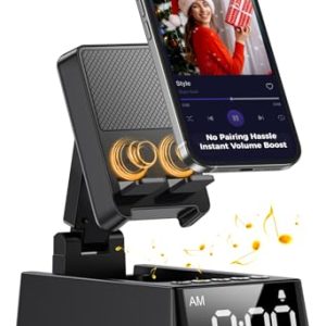 Bluetooth Speaker White Elephant Gifts:Induction Cell Phone Stand HD Sound Gift for Men Women Adults Birthday Christmas Secret Santa,Kitchen Gadget Mom Wife Dad Husband Teen Stocking Stuffers(Black)