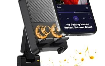 Bluetooth Speaker White Elephant Gifts:Induction Cell Phone Stand HD Sound Gift for Men Women Adults Birthday Christmas Secret Santa,Kitchen Gadget Mom Wife Dad Husband Teen Stocking Stuffers(Black)