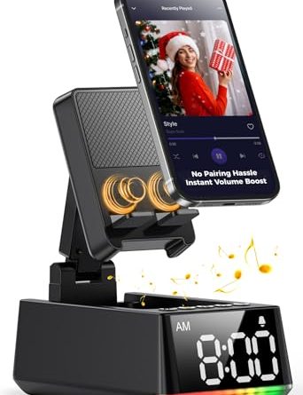 Bluetooth Speaker White Elephant Gifts:Induction Cell Phone Stand HD Sound Gift for Men Women Adults Birthday Christmas Secret Santa,Kitchen Gadget Mom Wife Dad Husband Teen Stocking Stuffers(Black)