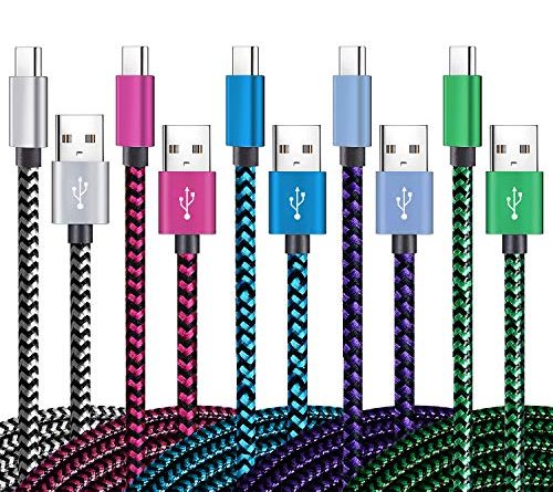 Teeind USB Type C Cable Fast Charging, Tpc001 5 Pack(6Ft 3A) Braided C Charger Cables Compatible with Samsung S10e/note 9/s10/s9/s8 Plus/A80/A50/A20