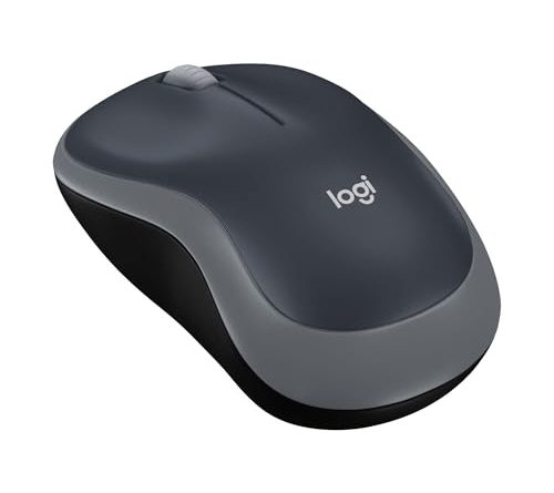 Logitech M185 Wireless Mouse, 2.4GHz with USB Mini Receiver, 12-Month Battery Life, 1000 DPI Optical Tracking, Ambidextrous PC/Mac/Laptop - Swift Grey