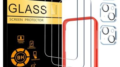 Ailun 3 Pack Screen Protector for iPhone 15 [6.1 inch] + 3 Pack Camera Lens Protector with Installation Frame,Case Friendly Tempered Glass Film,[9H Hardness] - HD