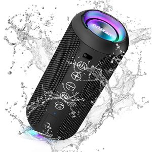 Ortizan Portable Bluetooth Speaker x Stocking Stuffers: IPX7 Waterproof, Wireless, Big Sound, Deep Bass, Dual Pairing, 30H Playtime, White Elephant Gift for Adults Men Women Teen Boys Girls (Black)