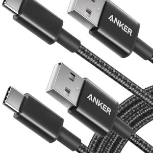 Anker Cable [2 Pack 6ft], USB A to USB C Cable for iPhone 17 Series,Samsung Galaxy S10 S10+, LG V30, Beats Fit Pro and More (Black).