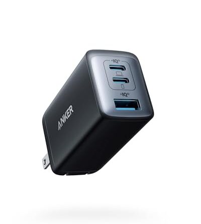 Anker Charger, 65W 3-Port Fast Compact Foldable USB C Charger Block for MacBook Pro/Air, iPad Pro, Galaxy S20, Dell XPS 13, Note 20/10+, iPhone 17 Series, Steam Deck, and More