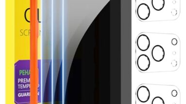 PEHAEL 3+3Pack for iPhone 17 Pro Max Privacy Screen Protector with Camera Lens Protector Full Coverage Anti-Spy Tempered Glass Film 9H Hardness Easy Installation Bubble Free [6.9 inch]