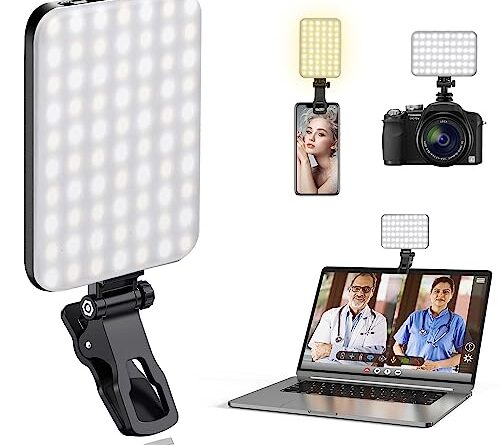 ALTSON 60 LED Portable Selfie Light Video Conference Lighting with Clip & Camera Tripod Adapter Rechargeable 2200mAh CRI 97+, 3 Light Modes for Phone iPhone Webcam Laptop Photo Makeup