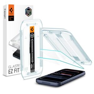 Spigen AluminaCore Tempered Glass Screen Protector [Glas.tR EZ Fit] designed for iPhone 17 Pro | iPhone 17 | iPhone 16 Pro [2 Pack] 9H+ Hardness, Aluminum-Enhanced Durability