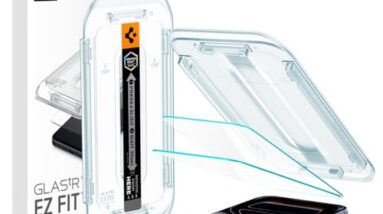 Spigen AluminaCore Tempered Glass Screen Protector [Glas.tR EZ Fit] designed for iPhone 17 Pro | iPhone 17 | iPhone 16 Pro [2 Pack] 9H+ Hardness, Aluminum-Enhanced Durability