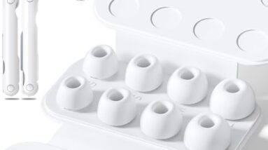 4 Pairs Replacement Ear Tips for AirPods Pro 2nd/1st Generation with Portable Storage Box & Cleaner Pen,Noise Reduction Holewith & Built-in dust Guard Screen,Silicone Ear Tips for AirPods Pro (White)