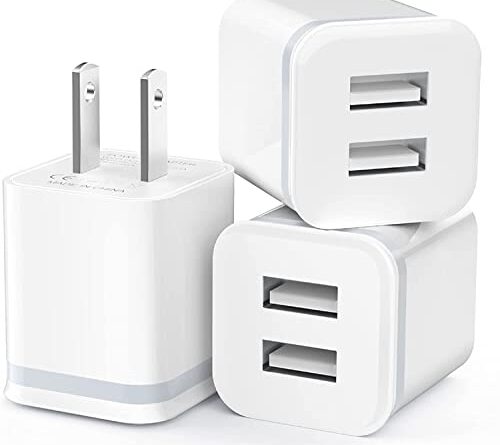USB Wall Charger, LUOATIP 3-Pack 2.1A 5V Dual Port Cube Power Adapter Plug Block Charging Box Brick for iPhone 14 13 12 11 Pro Max SE XS XR X 8 7 6 6S Plus, Galaxy, LG, Moto, Android Phones