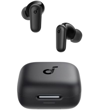 Soundcore P30i by Anker Noise Cancelling Earbuds, Strong and Smart Noise Cancelling, Powerful Bass, 45H Playtime, 2-in-1 Case and Phone Stand, IP54, Wireless Earbuds, Bluetooth 5.4 (Black)