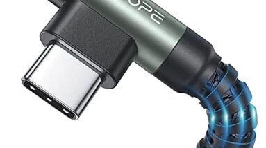 AINOPE USB C Cable [2-Pack, 6.6ft] 3.1A Type C Charger Fast Charging, Right Angle USB to USB C Cable for iPhone 17 Carplay Cable, Galaxy S10+ S10 S9, Note 10 9, LG V30, Moto, iPhone 16 15 Charger Cord