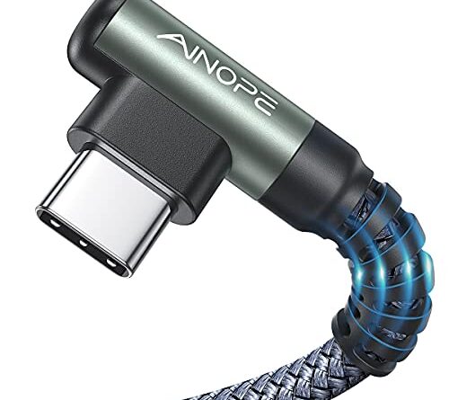 AINOPE USB C Cable [2-Pack, 6.6ft] 3.1A Type C Charger Fast Charging, Right Angle USB to USB C Cable for iPhone 17 Carplay Cable, Galaxy S10+ S10 S9, Note 10 9, LG V30, Moto, iPhone 16 15 Charger Cord