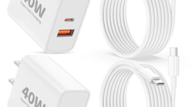 iPhone 17 16 15 Pro Max Charger Fast Charging, 2-Pack 40W Dual Port USB C Fast Wall Charger Block with 6FT Type C Cable Cord for iPhone 17/17 Pro/17 Pro Max/Air/16/16 Pro Max/15/15 Plus, iPad Pro/Air