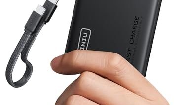 INIU Portable Charger, Ultra Slim 45W Fast Charging with Attached USB C Cable, Flight-Safe 10000mAh PD Power Bank Battery Pack, Travel Essential Phone Powerbank for iPhone 17 16 Samsung S25 Google etc