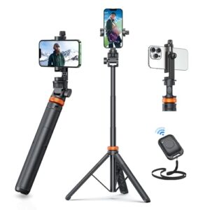 EUCOS 62" Phone Tripod, Tripod for iPhone & Selfie Stick with Remote, Extendable Cell Phone Stand & Ultimate Phone Holder, Solidest Phone Stand Compatible with iPhone/Android
