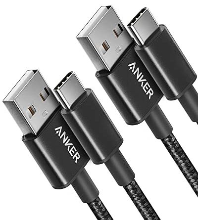 Anker Cable [2 Pack 3ft], USB A to USB C Cable for iPhone 17 Series,Samsung Galaxy S10 S10+, LG V30, Beats Fit Pro and More (Black).