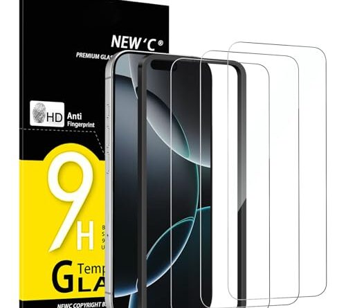 NEW'C 3 Pack Designed for iPhone 17 Pro Max, iPhone 16 Pro Max Screen Protector (6.9 inches), Enhanced Tempered Glass Protection with easy installation tool included,Case Friendly Ultra Resistant
